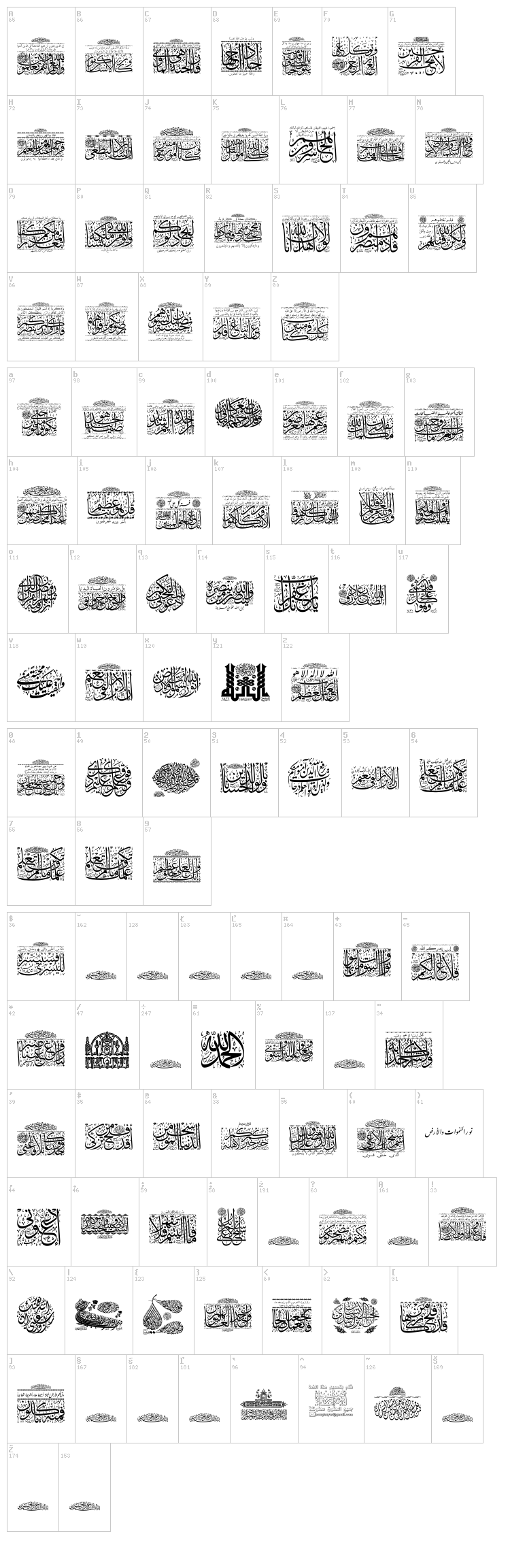 My Font Quraan 5 font map